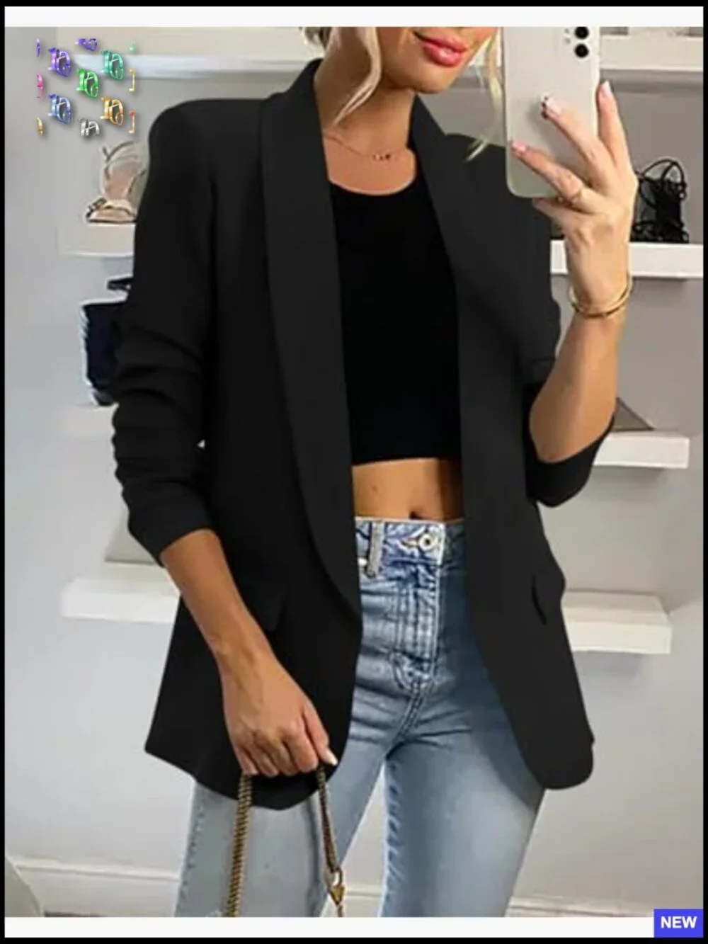 Classic Shawl Collar Blazer Elegant Business Casual Open Front Lightweight